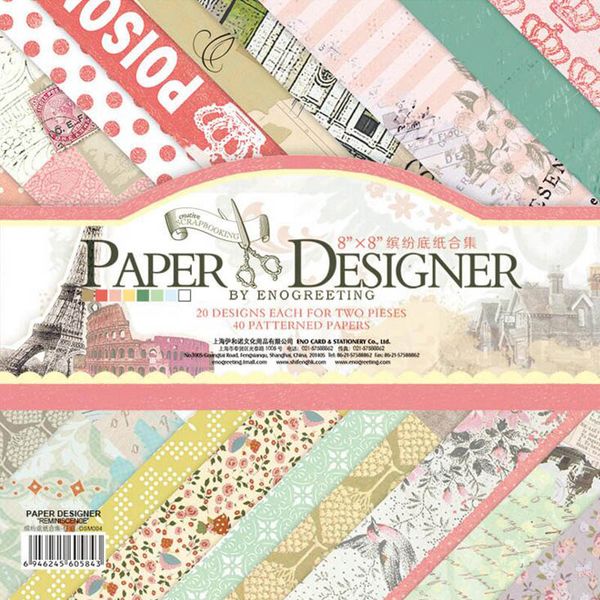 Vente à chaud imprimé Background Craft Paper Origami Scrapbooking Photo Album Set de 40 feuilles Carte Faire Damask Scrapbook