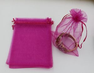 100 pièces sacs cadeaux en Organza rouge Rose pour cadeaux de mariage, perles, bijoux 7x9cm 9X11cm 13x18 .17x23cm. 20x30cm (316)