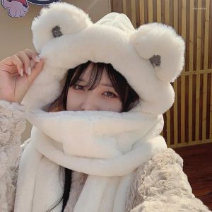 heet verkoop Sjaals voor dames luxe sjaal Ins Koreaanse Hoed Sjaal Handschoen One Jenny's Same Bear Imitatie Lam Kasjmier Koudbestendig en warm driedelige set