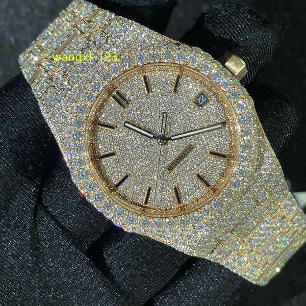 Vendedor caliente Iced Out Moissanite reloj personalizado reloj de diamantes para hombres relojes automáticos con envío gratis