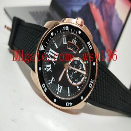 Vendeur chaud calibre de luxe de diver W2CA0004 Mouvement mécanique automatique HETS Watch Rose Gold Black Mens Watchs Transparent Back 2117