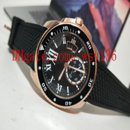 Vendeur chaud calibre de luxe de diver W2CA0004 Mouvement mécanique automatique HETS Watch Rose Gold Black Mens Watchs Transparent Back 3055
