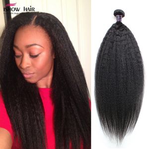 Ishow 10a Braziliaanse Kinky Straight 3 Stks Maagd Remy Hair Extensions Maleisisch Menselijk Haar Bundels Natuurlijke Kleur voor Vrouwen Meisjes Alle leeftijden 8-28Inch