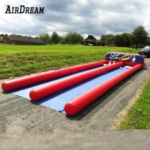 Vente chaude 10x3m Aire de bowling gonflable populaire Alley jeu de balle de tir avec des quilles et des boules