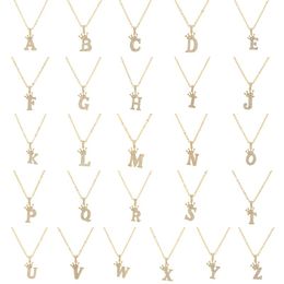 Fashion Crown A-Z Engelse brief ketting vrouwen glanzende zirkoon initi￫le alfabet hanger ketting vrouwelijke trendy sieraden cadeau
