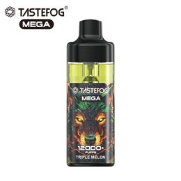 Vente chaude 12 bouffées Vape jetable E cigarette TASTEFOG MEGA 12000 bouffée RGB lumière LED Vaper rechargeable