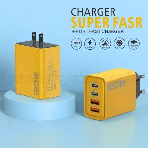 Heet verkopen 120 W Bumblebee Yellow Geel Super Fast Charging Ko-71 2PD+2USB oplaadlader voor laptops Tablets MobilePhones Travel Wall EU US Plug Charger met Retail Box