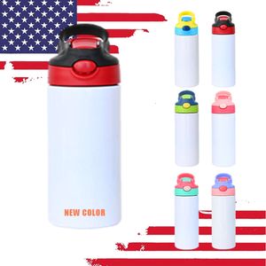 Vendre à chaud 12 oz pour bébé réchauffeur en acier inoxydable Isulaté sublimation blancs flip top enfants bouteilles de bouteille d'eau pour l'école