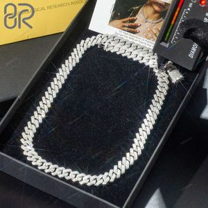Heet verkopen 14 mm VVS Moissanite Cubaanse kettingpas Diamond Test Ronde briljante snit 925 zilveren hiphop fijne ketting sieraden