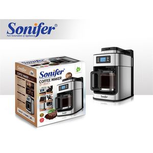 Hot Selling 2 in 1 druppelkoffiezetapparaat Automatisch koffiezetapparaat Digitaal display Grinder Vers gemalen Europese stijl Espresso Thee Melk Kantoorkamer Koffiezetapparaat DHL