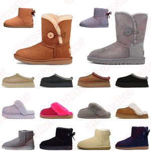 2024 Designer Australië Vrouwen Sneeuw Ugglis Slippers Tazz Laarzen Uggsboot Tasman Kastanje Ultra Mini Enkel Korte Strik Bont Boot Dames Loafers Booties Uggssy Schoenen 36-43