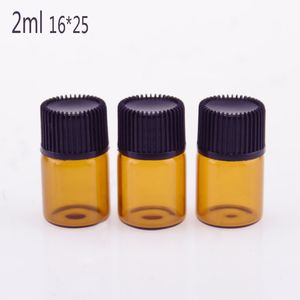 Hot Selling 2ml Amber Glasflessen Mini Glass Fial Bottle met opening Reducer en GLB voor essentiële oliën DH2031