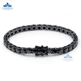 Bracelets en argent Sterling 6.5 pour hommes, bijoux de luxe Hip Hop, Moissanite noire VVS, chaîne de Tennis, 2mm, 3mm, 4mm, 5mm, 925mm, offre spéciale