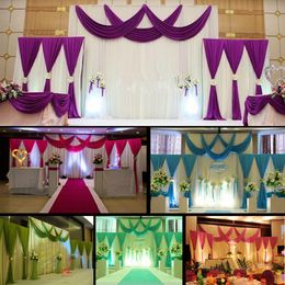 Hot Selling 3 STKS / PARTIJ (1 STKS 4 * 3M + 2 STKS 2 * 2M) IJs Zijde Bruiloft Drape Gordijn Geplooid Achtergrond Gordijn DecorationsWag Achtergrond