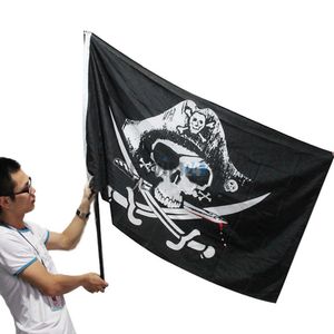 Vente chaude! 0,9 x 1,5 m tête de mort et croix os croisés sabres épées Jolly Roger drapeaux de pirate avec œillets décoration