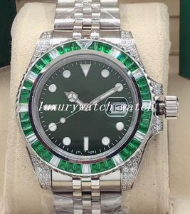 Vente chaude de 40 mm en acier inoxydable automatique de la table imperméable à l'étanche DATE Green Rainbow Bague Mode Hommes et femmes Sports Montres