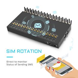 Vente chaude 4G haute vitesse d'envoi SK SMS Gateway Gsm SMS Modem 32 ports 128 emplacements SIM Machine SIM logiciel gratuit changement IMEI Anti blocage API SMPP