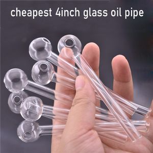 Vente chaude 4 pouces verre brûleur à mazout tuyau épais tube en verre pyrex pipes à fumer tabac herbe verre huile ongles eau tuyaux à main accessoires de fumer pour Dab Rig Bong