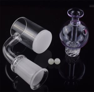 Vente chaude 4mm fond opaque 45 90 degrés quartz banger clou avec lumineux Terp perle colorée boule à bulles Cyclone Spinning Carb Cap