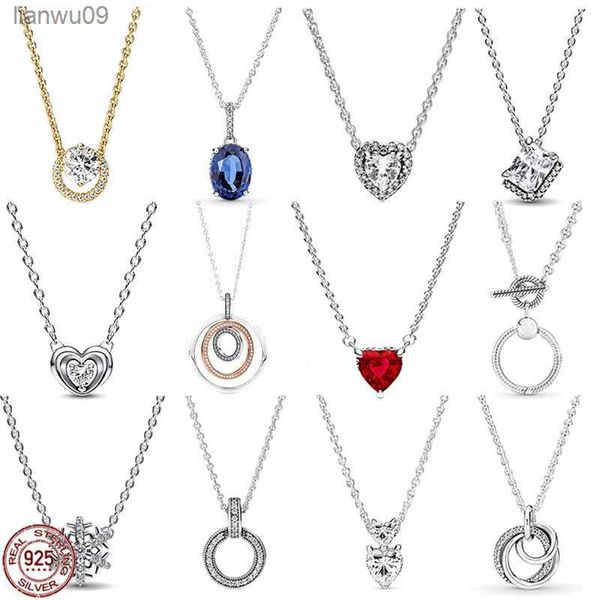 Vente chaude 925 Sterling Silver Classic Brillant Coeur Multi Boucle Pendentif Collier fit Original Pandora Perlé DIY Bijoux Cadeaux L230704