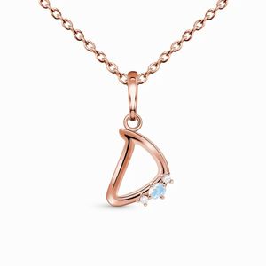 Vente chaude 925 argent sterling lettre D pendentif en pierre de lune collier en or rose se sentant bijoux de luxe polyvalents