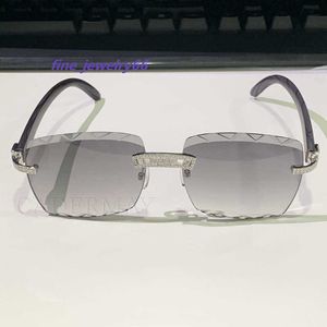 Vente chaude 925 argent Baguette Moissanite diamant lunettes de soleil lunettes de soleil diamant hommes sans monture métal violet lentille lunettes de soleil