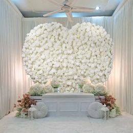 Hot selling kunstmatige witte roos zijden doek hortensia bloem muur achtergrond voor bruiloft evenement podiumdecoratie 55