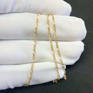 Venta caliente Au750 macizo auténtico puro rollo Figaro collar de oro cadena joyería al por mayor cadenas a granel por metro