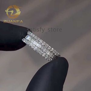 Hot Selling Baguette Cut Moissanite Diamond Ring Hip Hop Ring Hoop 925 Sterling Silver Ice Out Ring voor mannen en vrouwen