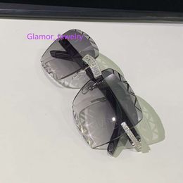 Lunettes de soleil Baguette Moissanite pour hommes, diamant, sans monture, verres violets en métal, offre spéciale