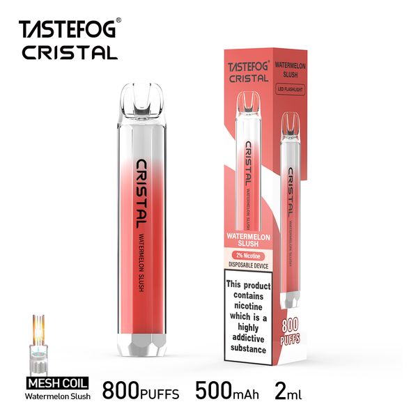 Vente chaude Meilleur Vape jetable Royaume-Uni Pays-Bas Tastefog Crystal 800 Puffs 2ml 2% 500mAh 10 Saveurs Livraison gratuite