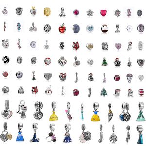 Vente chaude Meilleure Qualité Argent 50pcs / Lot Mixte Européenne Charmes Perles Fit Pandora Bracelet Serpent chaîne de sécurité DIY Charme Bijoux De Noël