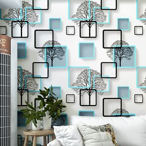 Hot Selling Blauw Paars Moderne Geometrische Wallpaper Hotel Studie Achtergrond Muur PVC Wasbaar Waterdicht Vinyl Wallpaper