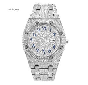 Montre à Quartz de luxe pour hommes, plaqué or, en acier inoxydable, plein de diamants, étanche, glacé, offre spéciale