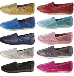 VENTA CALIENTE popular a estrenar zapatos de lona sólidos ocasionales de las mujeres de los hombres, amantes de las rayas del patrón plano de EVA Zapatos del brillo Zapatos de lona clásicos zapato