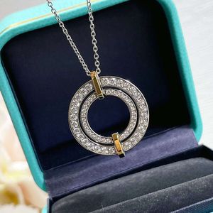 Hot Selling Brand Sterling Sier Double-Layer Color Matching Round Round Round ketting Dames Fashion Jewelry Party Gift