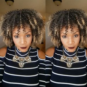 Vente chaude cheveux brésiliens africain américain crépus bouclés perruque simulation cheveux humains afro crépus bouclés pleine perruques