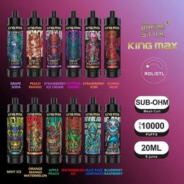 vente chaude BREZE STIKKing Max 10000 Puffs Fumée Jetable Vape Cigarette Électronique Pod Airflow Réglable 850mAh Rechargeable 1% ni