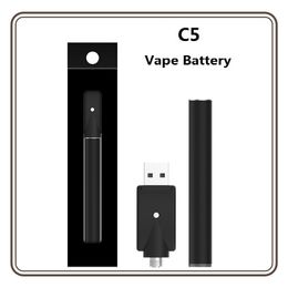 Vente chaude C5 Bud Touch batterie 10,5 mm sans bouton activé automatiquement Vape O Pen 345 mAh capacité 2,7 V 3,6 V tension pour 510 cartouches avec port de chargement USB inférieur logo OEM