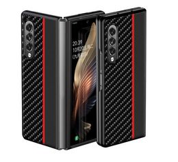 Cajas duras vendedoras calientes del teléfono móvil de la PC del cuero de la PU de la fibra de carbono para Samsung Galaxy Z Fold 3