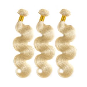 Hot Selling Goedkope Prijs Big Stock # 613 Blonde Haar Weefs Braziliaanse Body Wave Menselijk Hair Extensions Remy Haar Bundels 100Gram per stuk