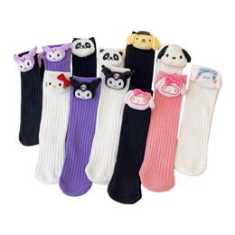 Hot selling cartoon sokken voor kinderen, jongens en meisjes medium tube sokken, driedimensionale beeldjes, schattige Kuromi poppen, stapel sokken fabrikant groothandel