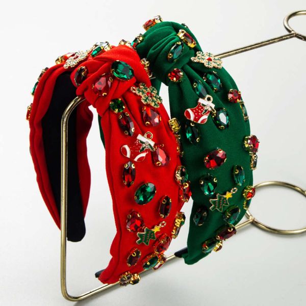 Bandes de Noël à chaud diamant incrusté de nœuds dans le milieu arbre des bandes de flocon de neige cousues accessoires de cheveux