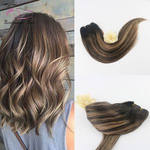 Hot Selling Colored # 2 # 3 # 27 Blonde Highlight Ombre Haar Balayage Skin Wief Braziliaanse Virgin Hair Extensions Bundel