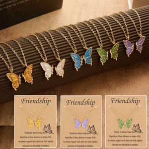 Collier de papillon de couleur de vente chaude Meilleur ami graduation Graduation Commémorative Two Piece Set Paper Carte