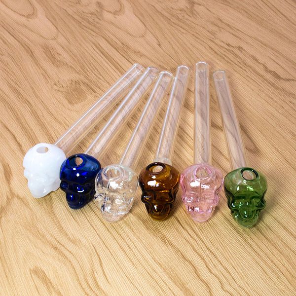 Pipes à fumer colorées Great Pyrex 5.5 ''brûleur à mazout en verre de crâne couleur épaisse pour conduite d'eau dab rigs