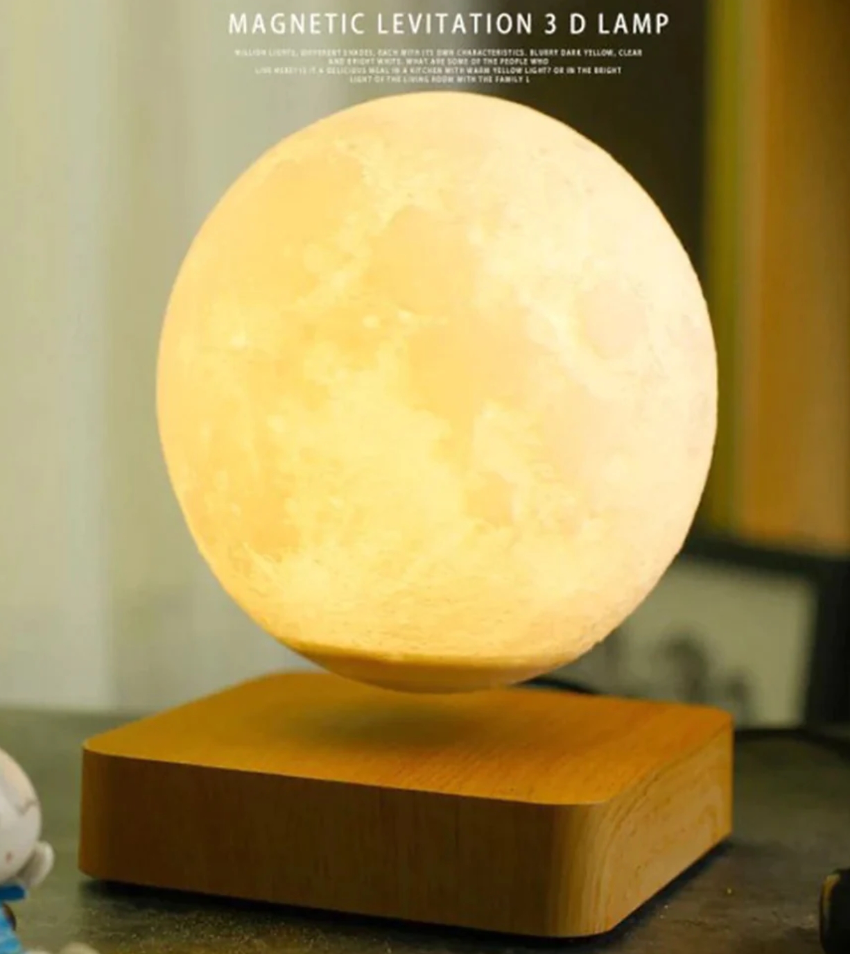 Venta caliente creativa 3D impresión Luna luz creativa flotante levitación magnética 6 pulgadas luna bombilla cumpleaños y decoración
