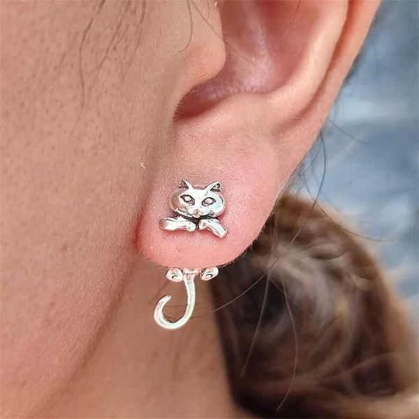 Pendientes con inserción de gato zorro pequeño, creativos, hip-hop, personalizados y luego colgantes, Animal PEQUEÑO, superventas