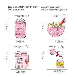 Creatieve roze serie Soda Milk Noodles Design Bag kleding Pin Badge