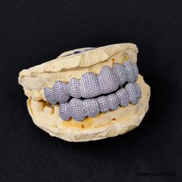 Venta caliente hecho a medida personalizado diente Sterling VVS Moissanite diamante hombres helado Grillz decoración de dientes